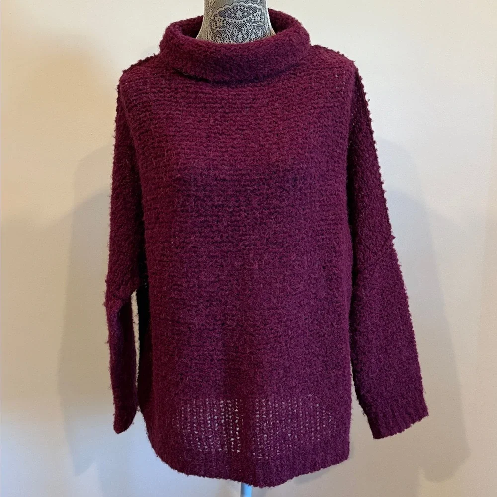 Free People She’s All That Alpaca Sweater Oversized Tunic Cowl Mock Neck XS